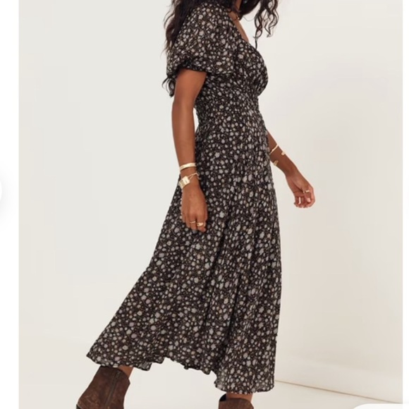 SPELL RAE MIDI DRESS Brown Floral Size XS - Picture 7 of 7